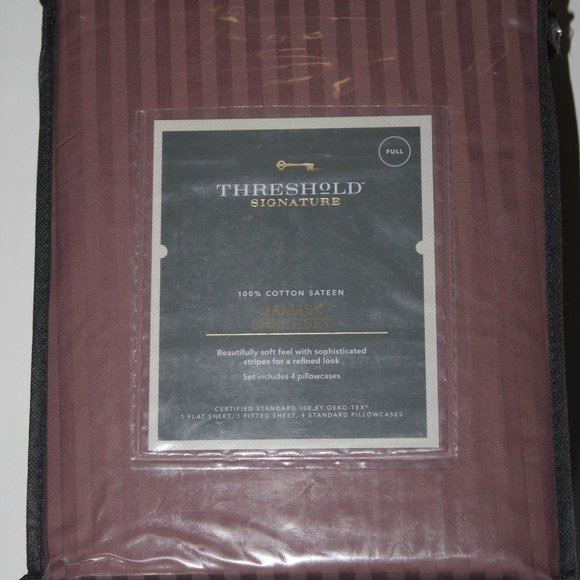 6pc 400 Thread Count Damask Solid Sheet Set Mauve - Picture 1 of 6